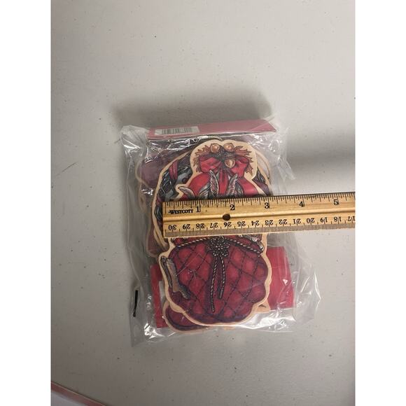 Christmas Die Cut Wood Ornaments Set 8 Vintage Deer Birds Squirrel Rabbit 1993 - Picture 9 of 10